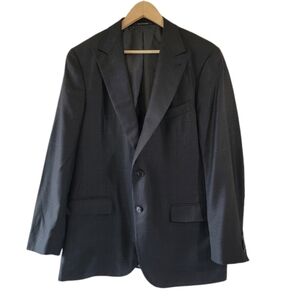 ERMENEGILDO ZEGNA FIT MILA Men's Black Wool Silk Single-Breasted Blazer Size 54R
